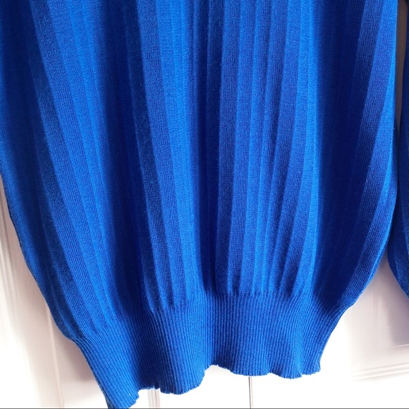 Vintage 80s Olympian Blue 100% Wool Sweater Large - Picture 3 of 12